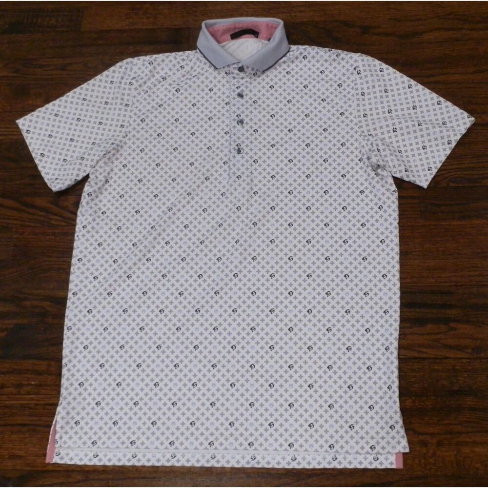 Greyson White Short Sleeve Polo Golf Shirt Mens Medium